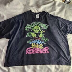 COLLUSION Alien Graphic T-Shirt Oversized Forever Print Black 3XL